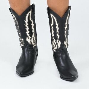 Princess Polly Black and White Western Boots size 10